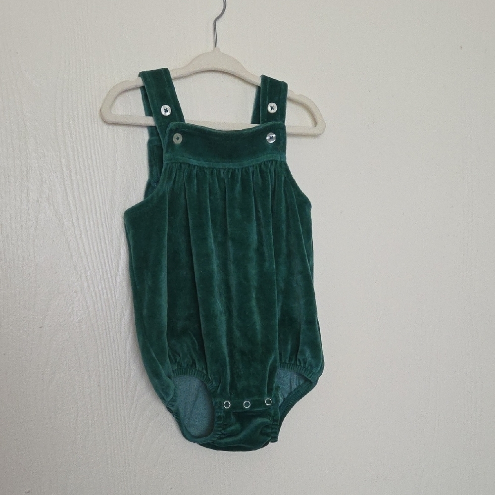 Green Velvet Baby Romper